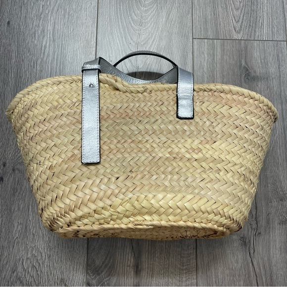 POOLSIDE Essaouira Medium Straw Tote Silver Natural - Picture 7 of 8